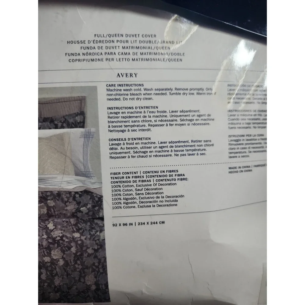 Ralph Lauren Avery Duvet Cover Full Queen Gray Chrysanthemum Floral NEW 92x96